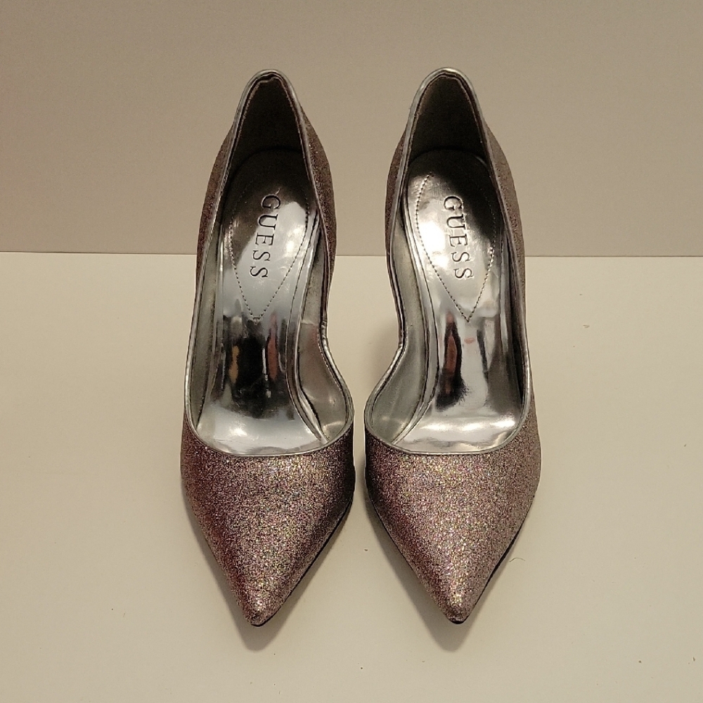 GUESS Women's Glitter Pumps - Silver
